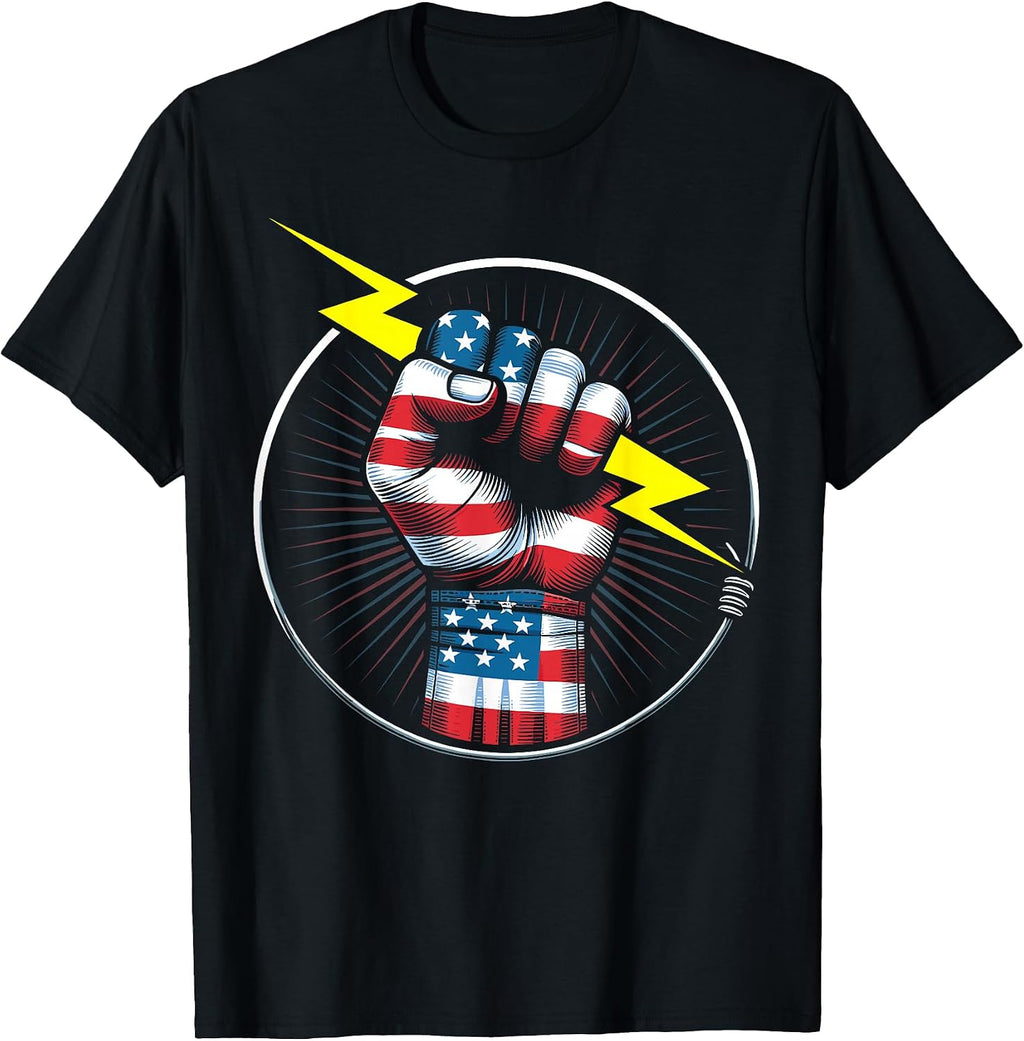 Electrician American flag funny lineman