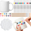 Ninehaoou Painting Your Own Personalized Coffee Mug DIY Mother's Day Kits Painted Ceramic Mugs Decorate Coffee Cup Decorating Paint Kit Ceramic Cup for DIY Create a Keepsake Gift Craft