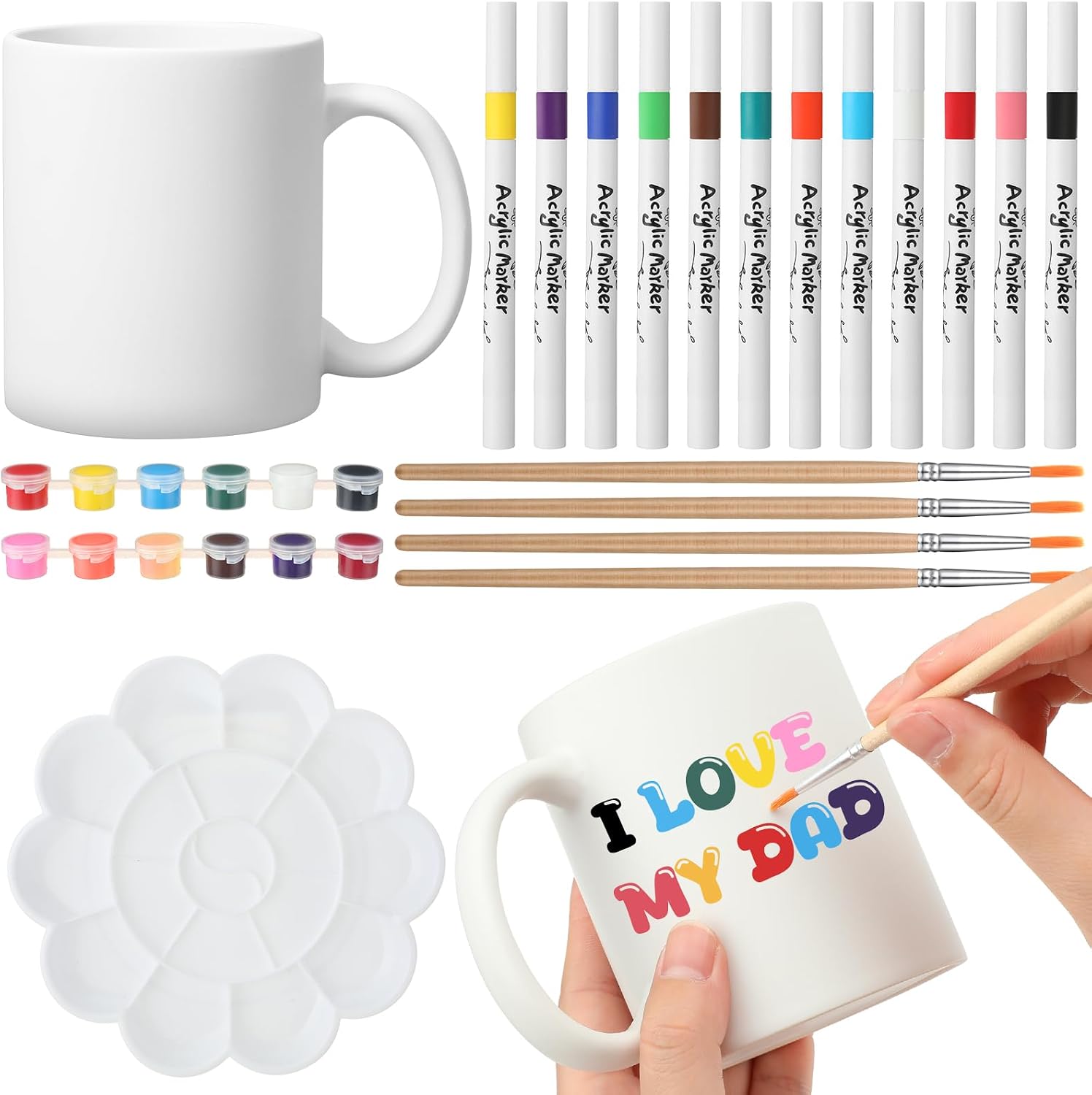 Ninehaoou Painting Your Own Personalized Coffee Mug DIY Mother's Day Kits Painted Ceramic Mugs Decorate Coffee Cup Decorating Paint Kit Ceramic Cup for DIY Create a Keepsake Gift Craft