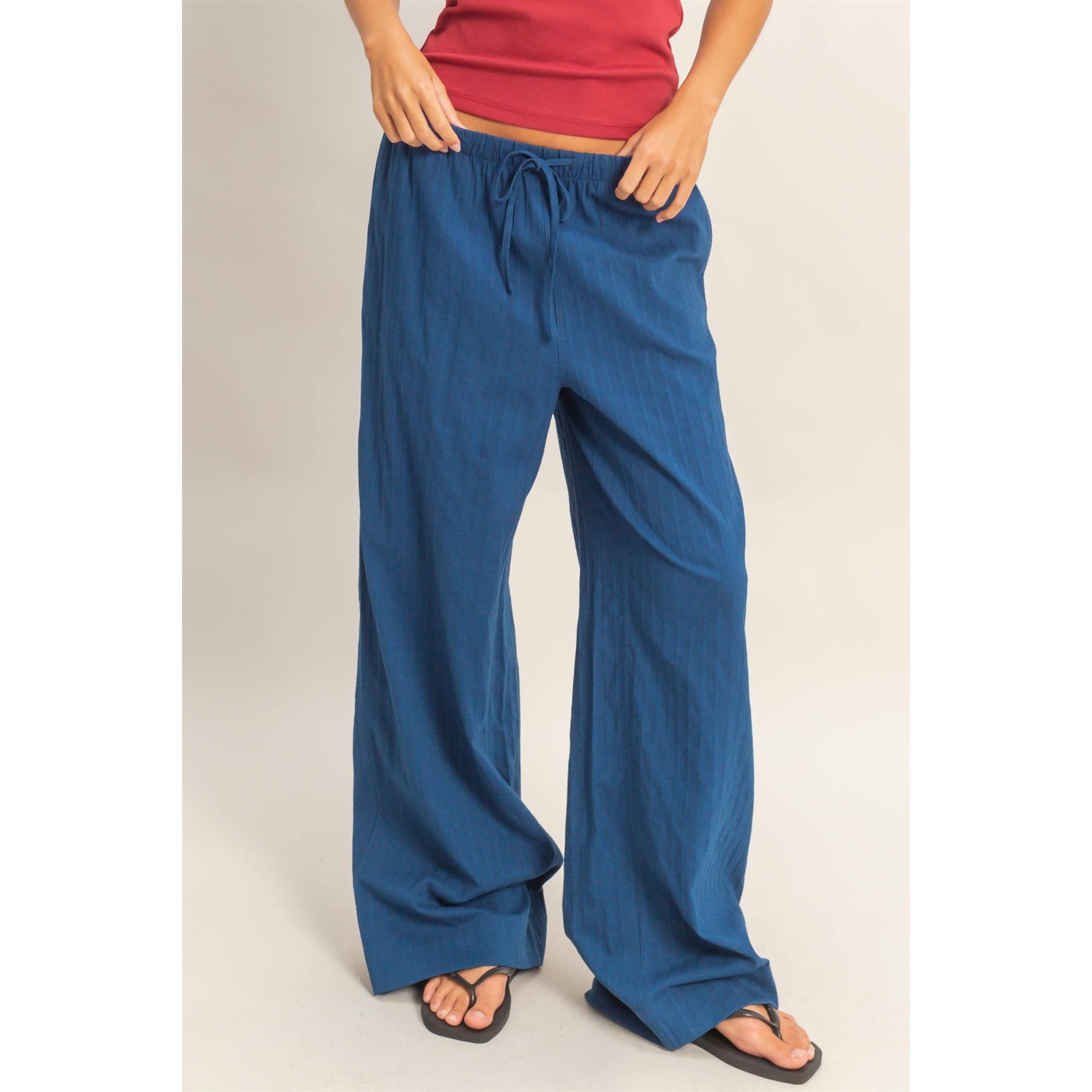 Pinstriped Jacquard Drawstring Pants