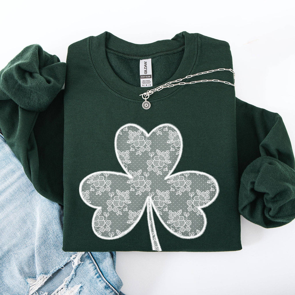 Lace, Coquette Shamrock St Patrick's Day Shamrock Sweatshirt