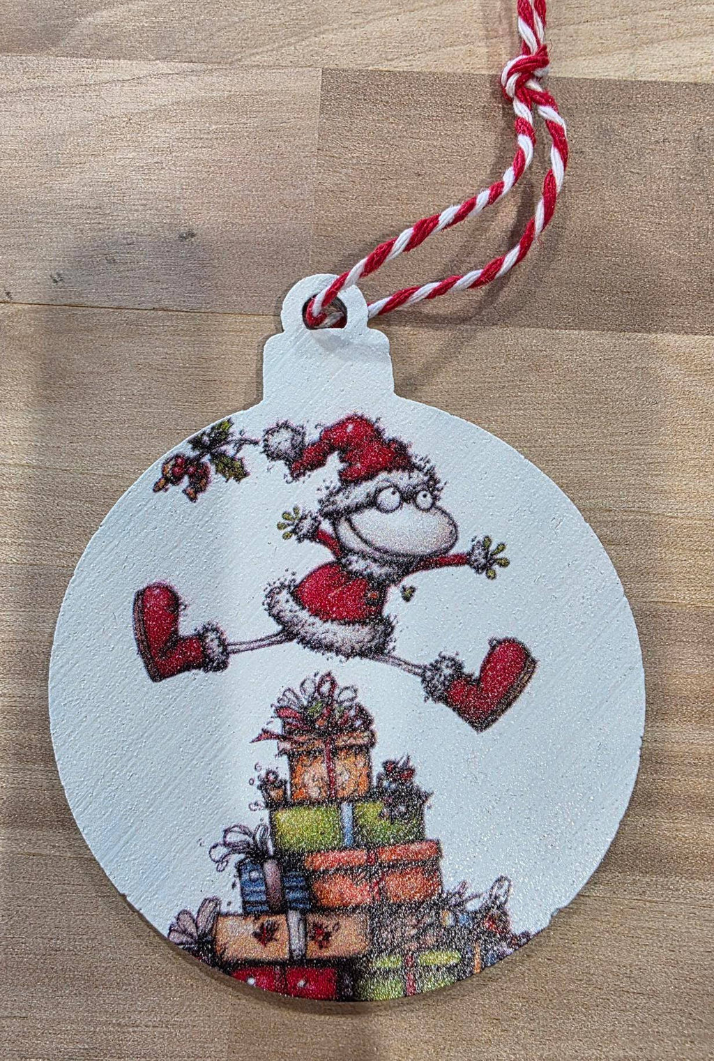 Whimsical Christmas Elf -  Wood Ornament