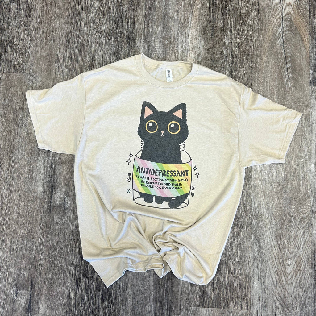 Antidepressant Cat On Sand Tee