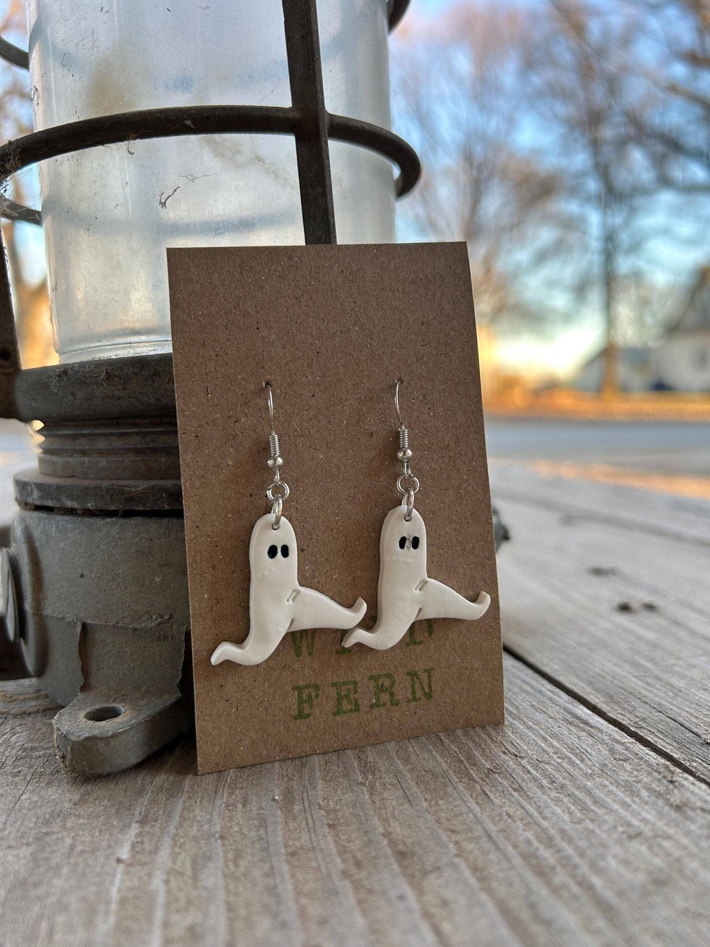 Nightcrawler Dangle Earrings, Silver Finish, Polym