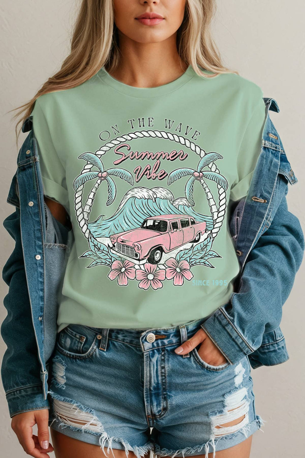 Women Summer Vibe Graphic Print Short Sleeve Top