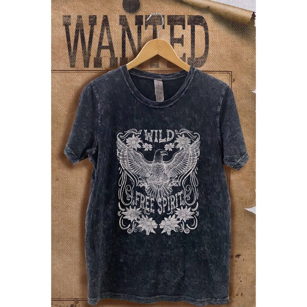 Wild Free Spirit Mineral Wash Vintage  Graphic  Tee