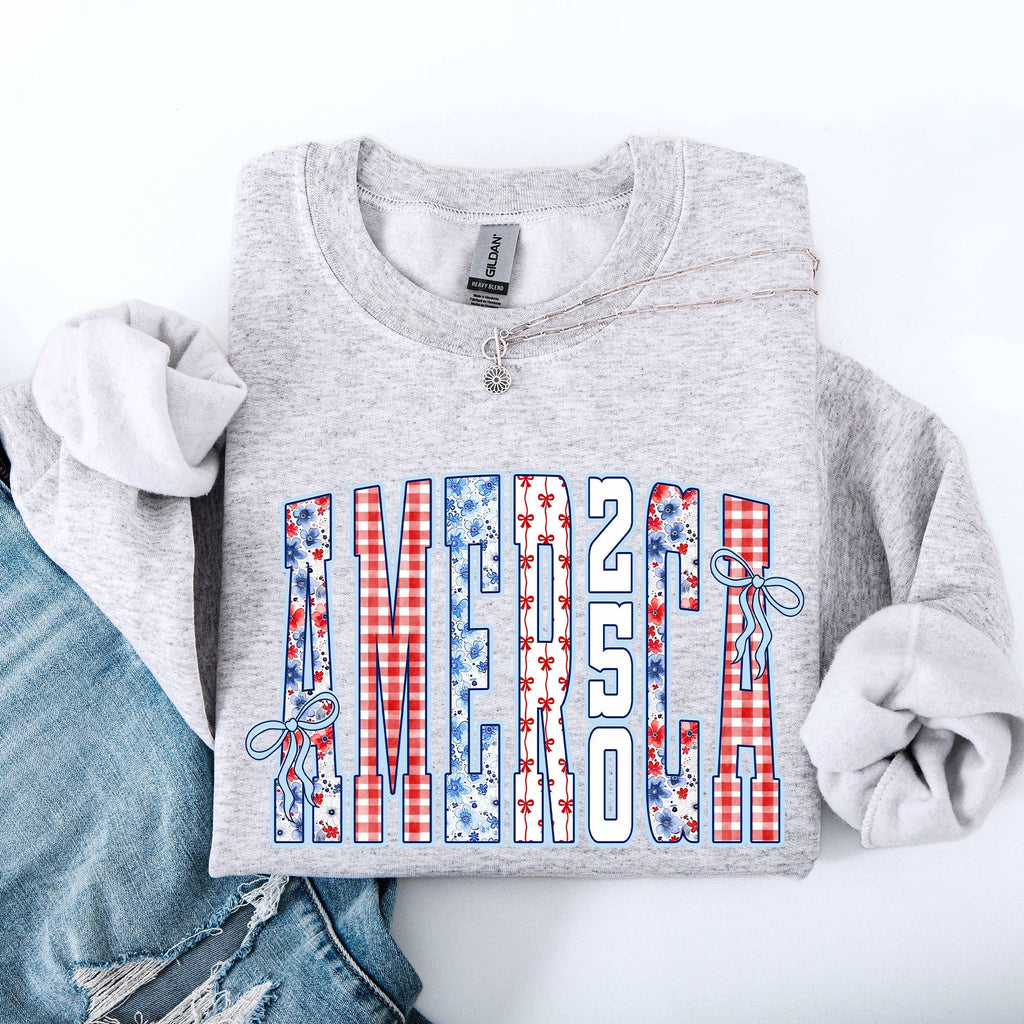 America, Ribbons and Bows, 250th, USA, Patriotic Sweatshirt