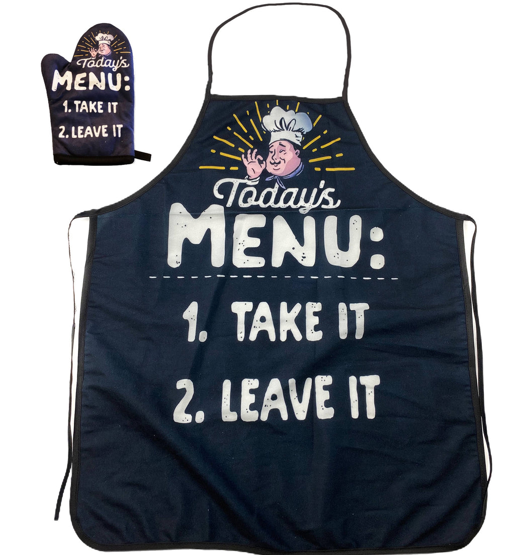 Today's Menu Take It or Leave It Oven Mitt + Apron Bakeware