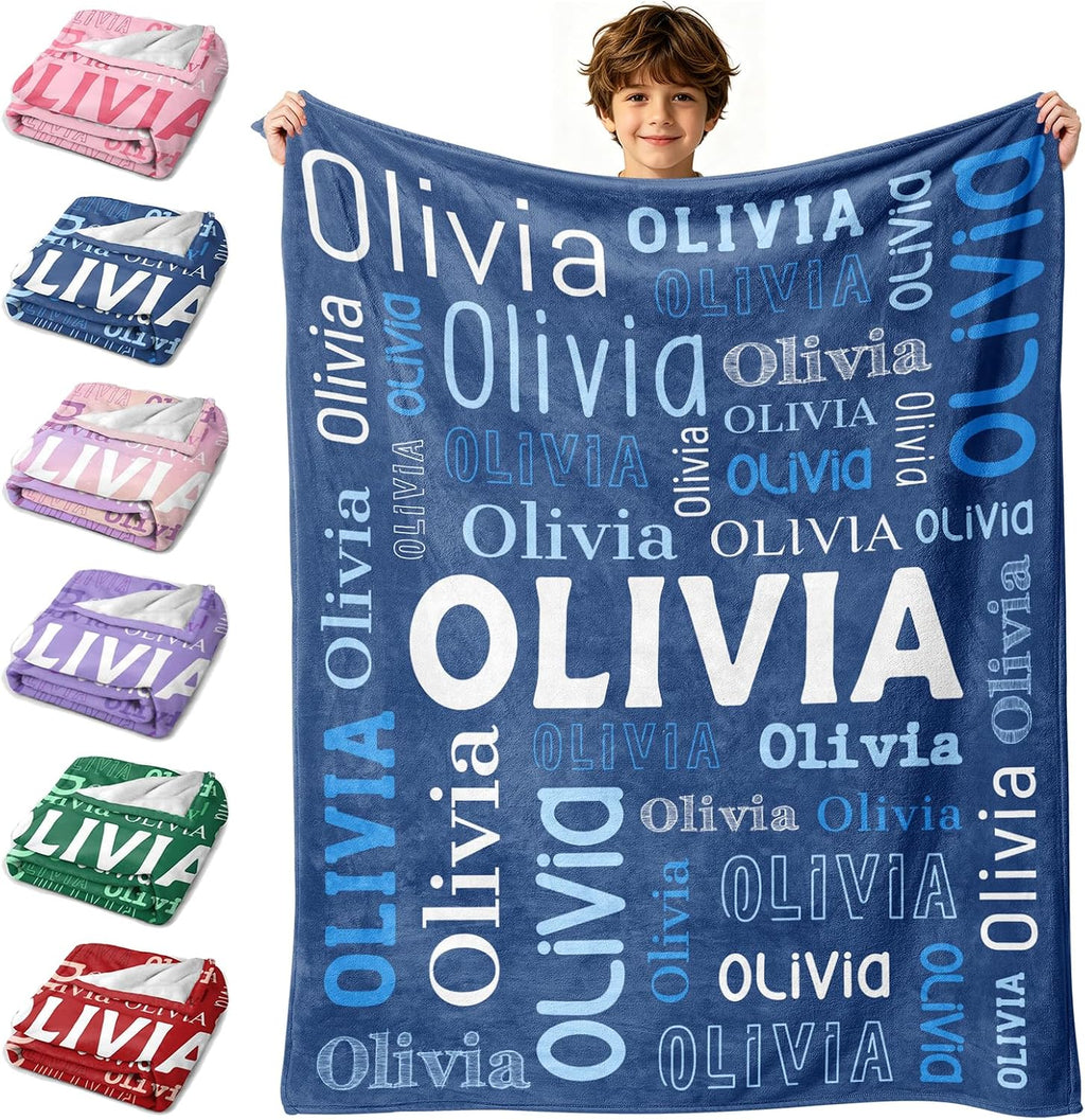 Custom Blanket with Name, Personalized Name Blankets for Teen Girls Boys Kids Baby, Customized Flannel Throw Blanket Gifts for Christmas Birthday - Printed in USA