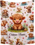 Custom Highland Cow Blanket,Personalized Baby Highland Cow Blanket,Soft Cozy Personalized Name Blankets for Kids,Baby Gift Blankets,30"x40"-Toddler Size for Baby/Pet