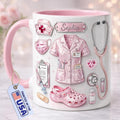 Personalized Nurse Mug - Gifts For Nurses - Custom 2D Flat Medical Lover Cup - 3D Effect Design Doctor Mug D3 - Nurses Day, Graduation, Birthday Gifts For Nursing Student, Nurse Appreciation