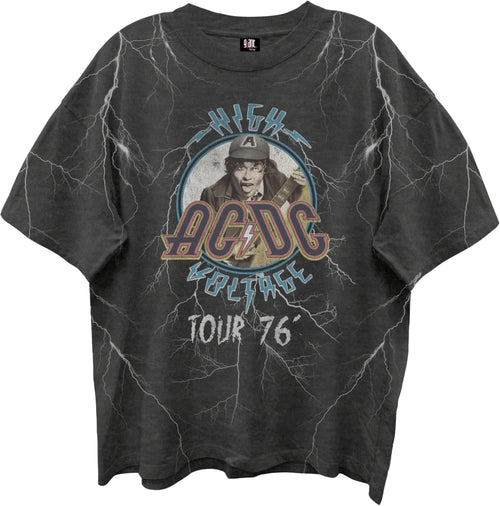AC/DC High Voltage T Shirt for Men & Women Front & Back Print 76 Tour Crewneck Tee - Rock Band Tshirt