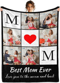 Personalized Mothers Day Birthday Gifts for Mom from Daughter Son Kids, Custom Personalized Blanket with Pictures, Customized Mothers Day Blanket Gifts for Mom Wife from Husband