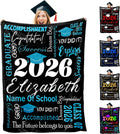 InterestPrint Custom Graduation Name Blanket Customized Blue Class of 2026 Name Blanket for Graduates Best Friends Classmates Roommates Graduation Party Decorates