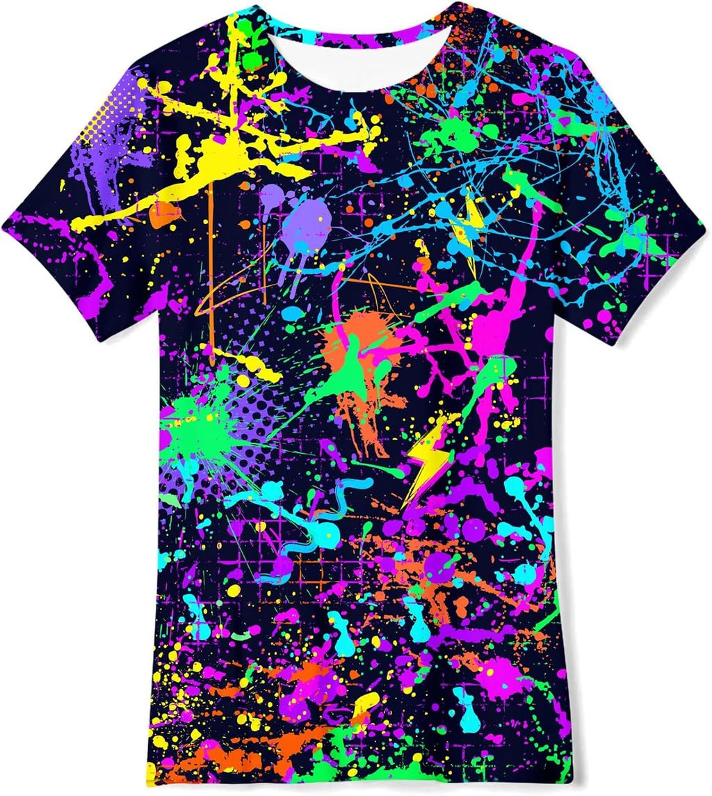 Kids Funny Graphic Polyester Colorful T Shirt for Boys Girls Size 4-14