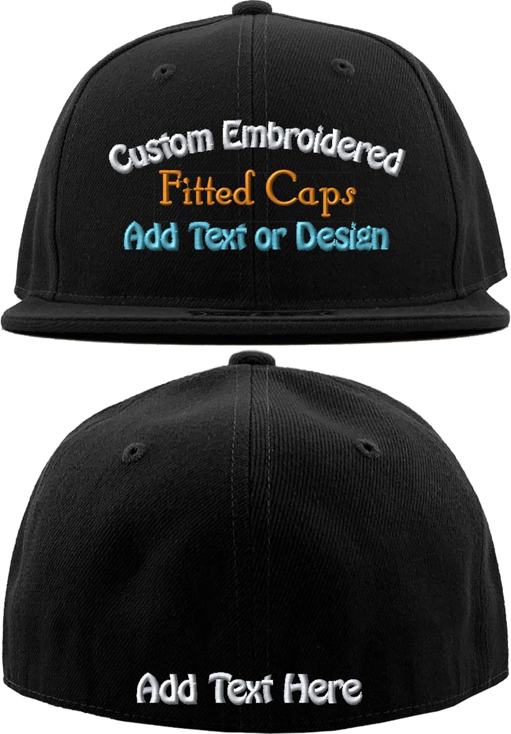 Custom Embroidered Hat - Personalized Front & Back Embroidery - Add Your Text or Logo - Multiple Styles & Colors Available