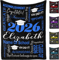 AISENIN Personalized Graduation Gifts Blanket with Name - Custom Class of 2026 Graduation Gifts Throw Blankets, Graduation Blanket 2026 Personalized