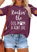 Dog Mom Shirt Women Funny Dog Paw Graphic Shirt Rockin' The Dogs Mom Aunt Life Tshirt Dogs Lover Short Sleeve Tops