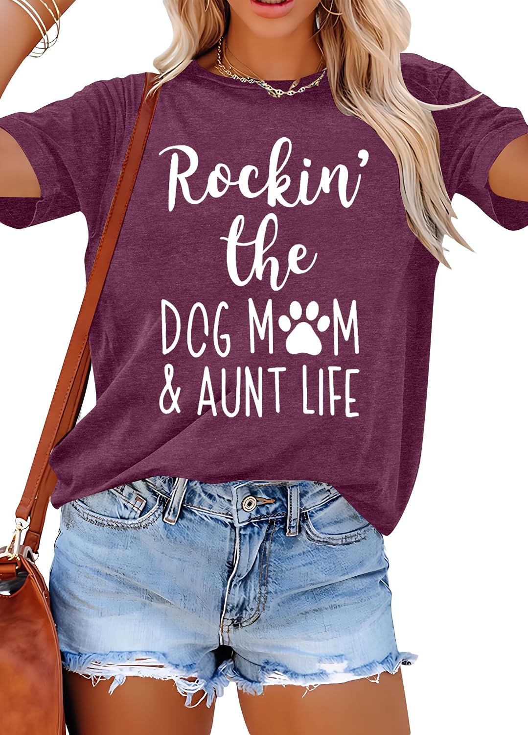 Dog Mom Shirt Women Funny Dog Paw Graphic Shirt Rockin' The Dogs Mom Aunt Life Tshirt Dogs Lover Short Sleeve Tops
