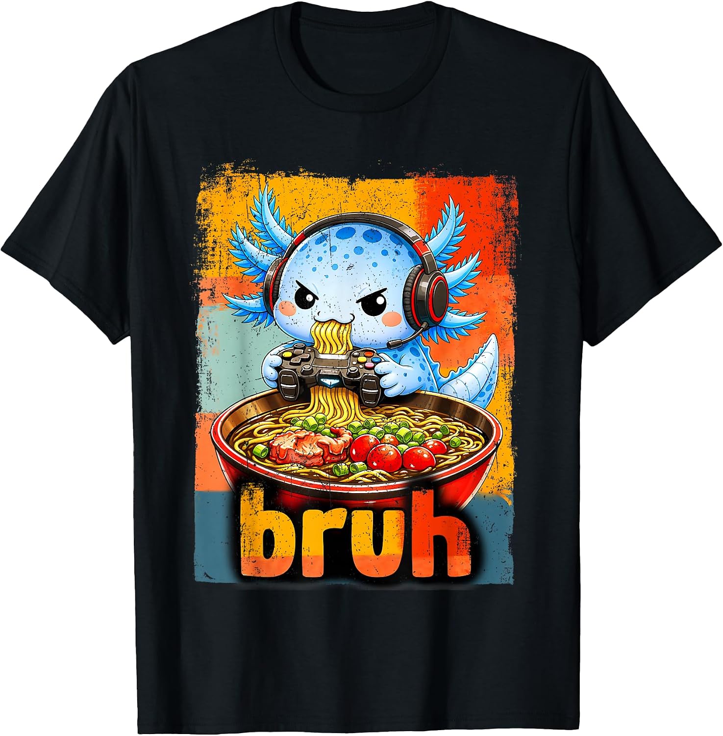 Funny Axolotl Eat Ramen Japan Shirts Men Boy Kid