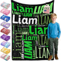 Bemaystar Ships Next Day, Custom Blanket with Name for Kids, Made in USA, Custom Name Blanket for Kids, Personalized Blankets for Boys Girls, Personalized Gifts for Kid Teen Girls Boys - Black