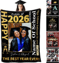 Personalized 2026 Graduation Blanket, Custom Name Blanket, 8 Sizes, Black, Polyester/Fleece Blend, Throw Blanket
