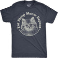 Mens Eat Sleep Meow Repeat T Shirt Funny Cute Kitten Lovers Tee for Guys