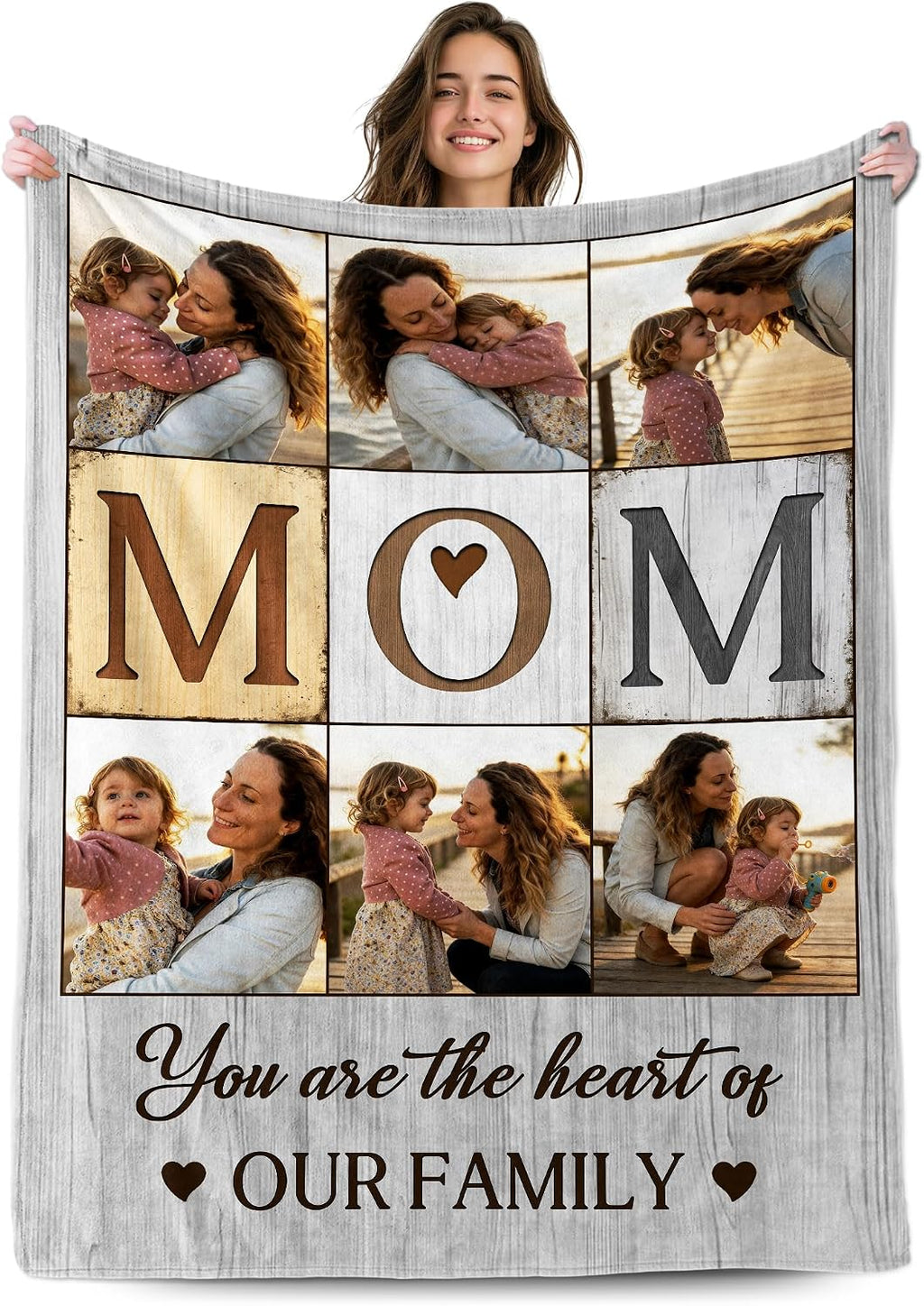 Customized Mothers Day Birthday Gifts for Mom from Daughter Son Kids Husband, Custom Blanket with Picture, Personalized Photo Blanket for Mama Wife Grandma, Mom Gifts for Anniversary Christmas