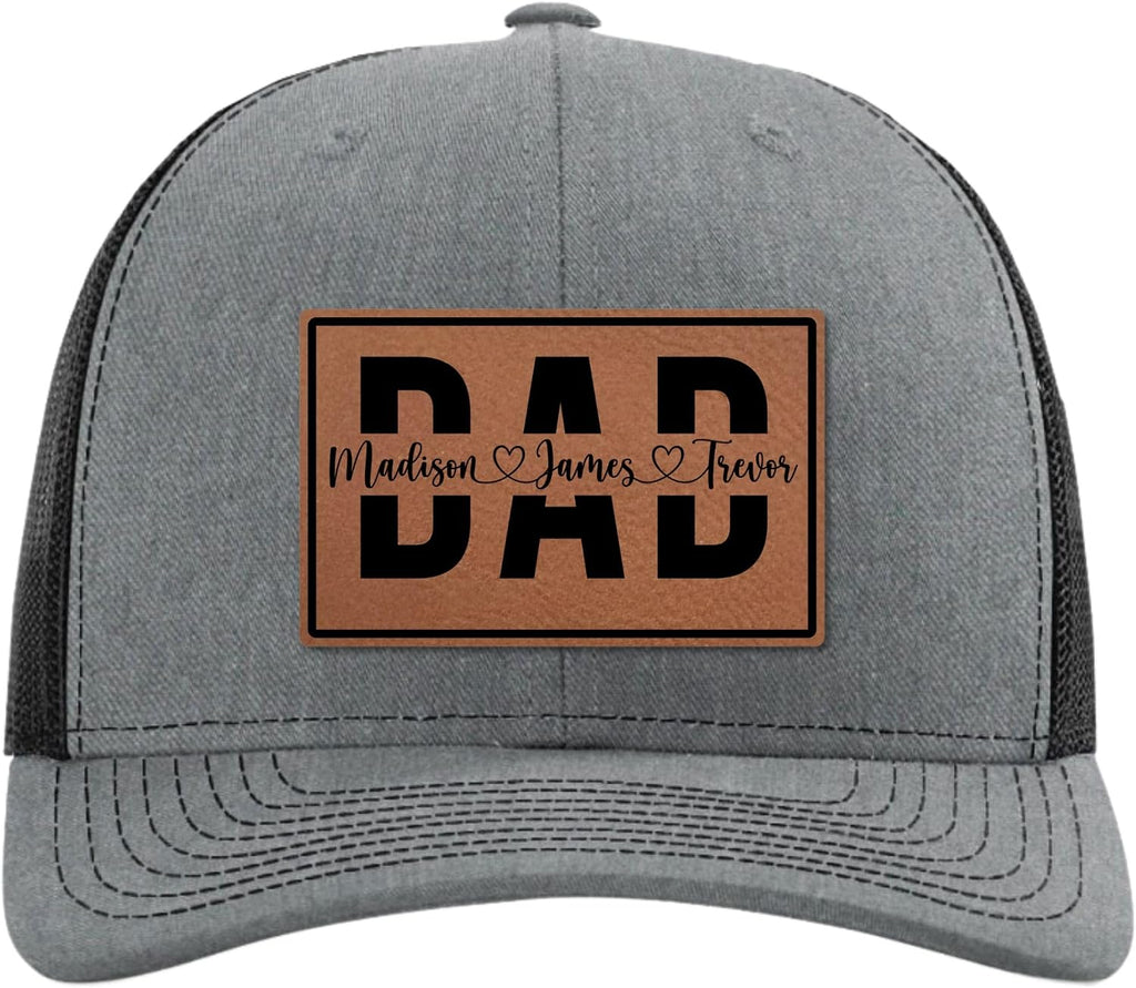 Custom Hat with Names Ballcap for Dad - Baseball Cap from Son, Daughter, Wife, Kids, New Dad - for Husband, Boyfriend, Daddy - Fathers Day Snapback for Him