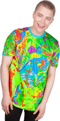 Neon Glow Blacklight UV Reactive Party Rave Handmade Art Tee Sport Top Workout Shirt Women Unisex Men Design T-Shirt