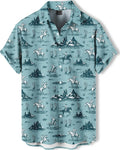 Men's Hawaiian Shirt, Novelty Tropical Graphic Print, Short Sleeve Vacation Shirt, Casual Beach Button Down