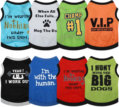 8 Pieces Dog Shirts Boy Funny Printed Puppy Clothes Summer Male Soft Dog Clothes Breathable Pet T Shirts Outfits Puppy Clothing Fit for Small and Medium Dogs(Medium)