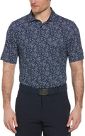 Men's Chevron Print Short Sleeve Golf Polo Shirt with Swing Tech, Moisture Wicking