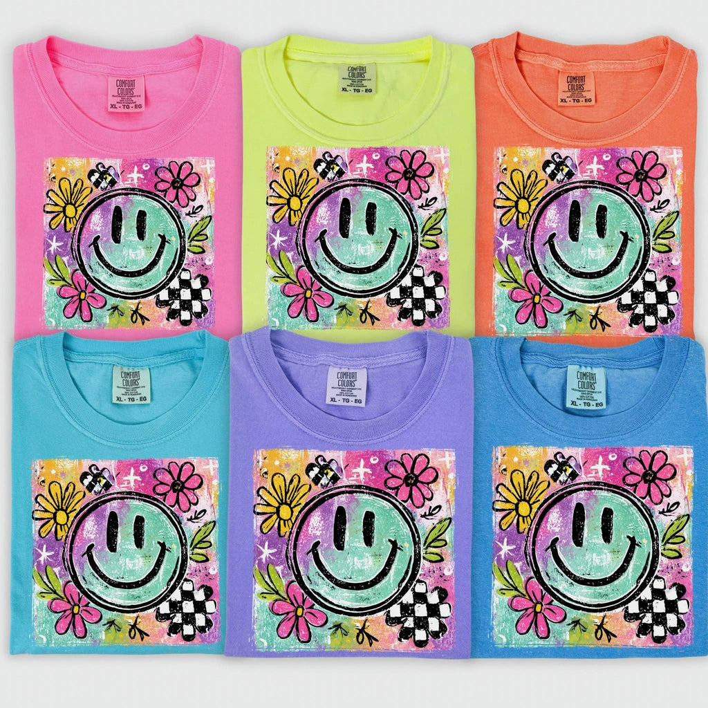 Spring Summer Retro Smiley Comfort Colors T-Shirt