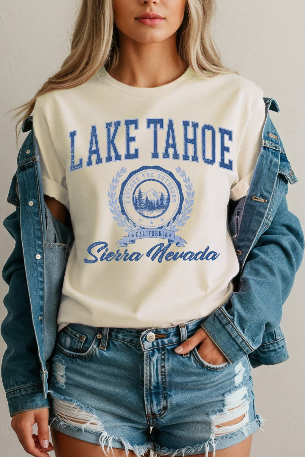 Women Lake Tahoe Graphic Print Short Sleeve Top