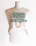 Mamas Raising World Changers Crop Muscle Tee - Ivory