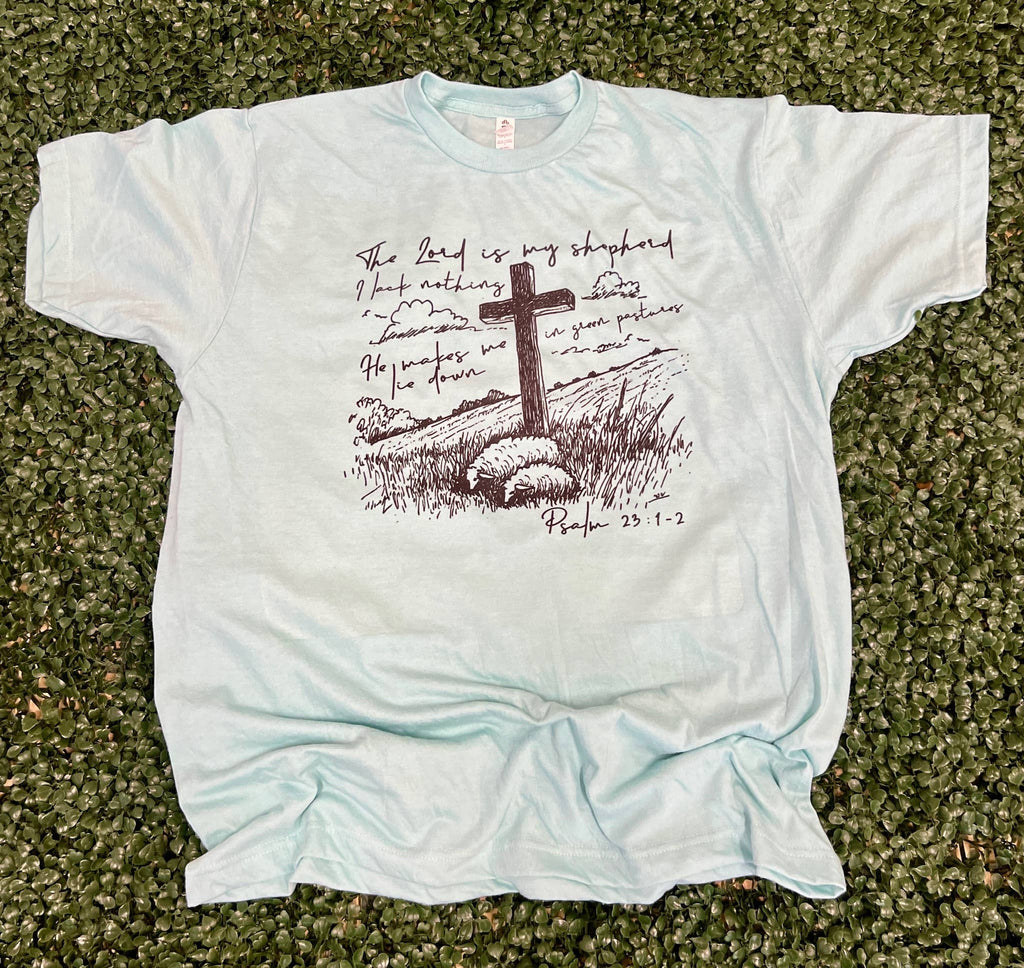 The Lord Is My Shepard On Tultex Purist Blue Tee