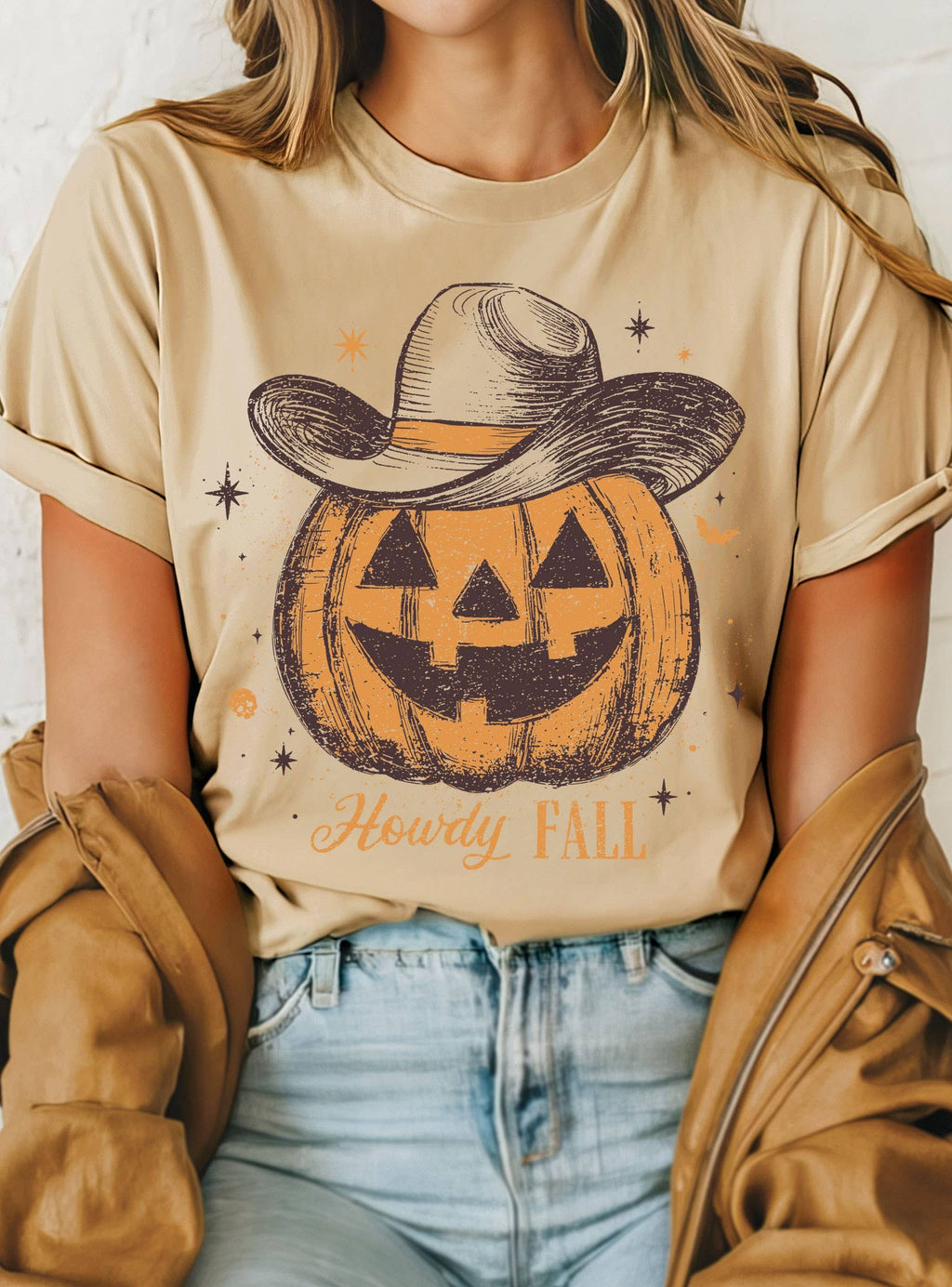 Howdy Fall Pumpkin Cowboy Graphic Tshirts