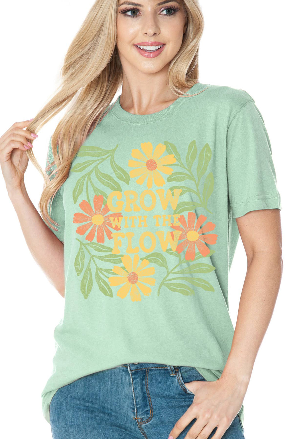 Women Floral Graphic Print Short Sleeve Loose Top