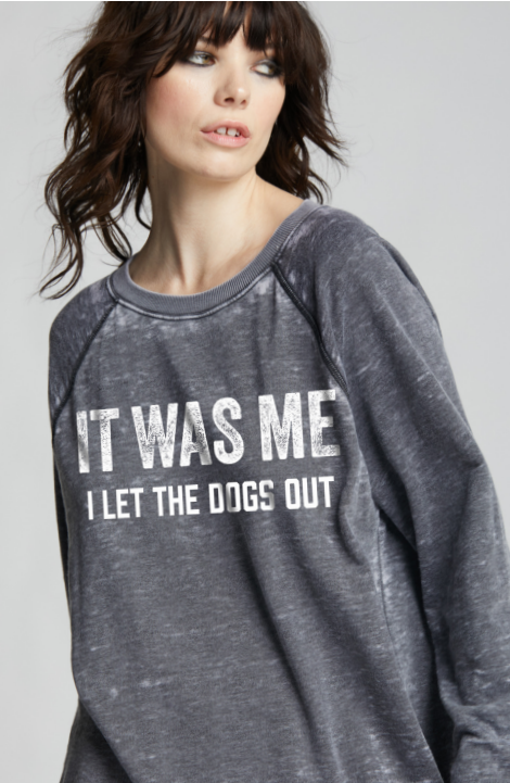 303149 - I Let the Dogs Out Oversized Statement Sweatshirt