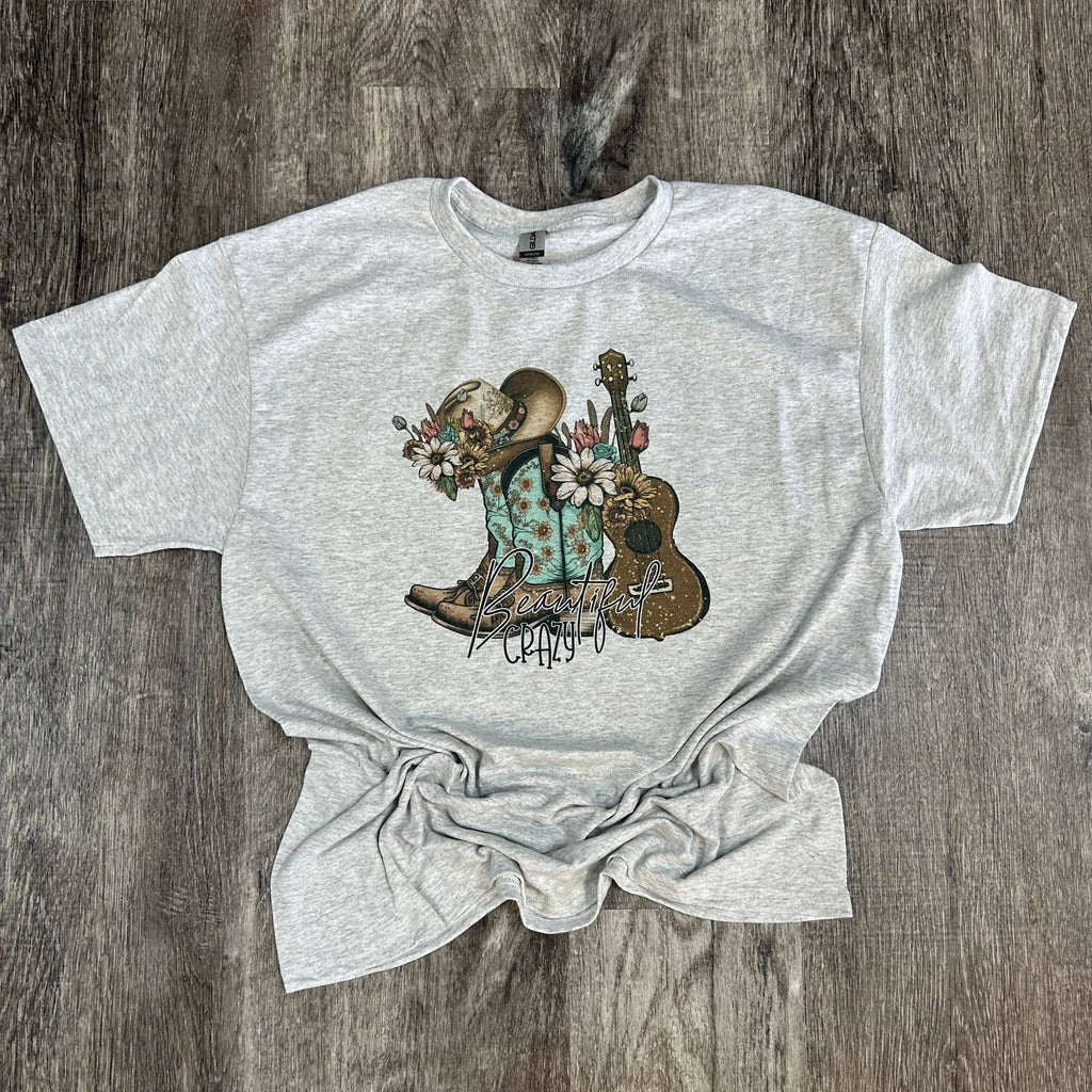 Beautiful Crazy On Ash Gray Tee