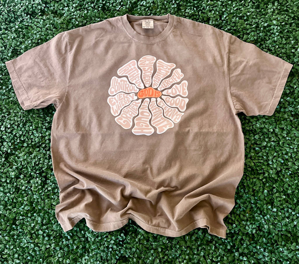 God Is Flower On Comfort Colors Espresso