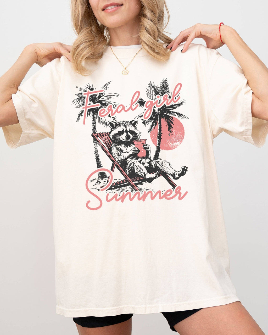 Feral Girl Summer, Funny Raccoon Beach Hot Girl Summer Shirt