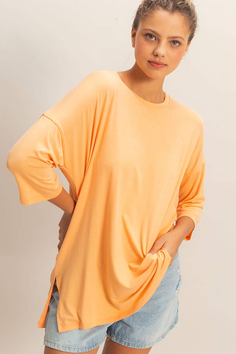 Relaxed Fit 3/4 Sleeve Top