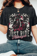 Just Ride Skull Motorcycle Mineral Graphic Tshirts