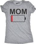 Womens Mom Battery Low Funny Sarcastic Graphic Tired Parenting Mother T Shirt