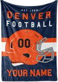 Personalized Throw Blanket for Football Fans - Ships Next Day - Made in USA - Custom Fleece Name Blanket - Ideal for Youth Football Players & Adults (50x60 Fleece - Denver)