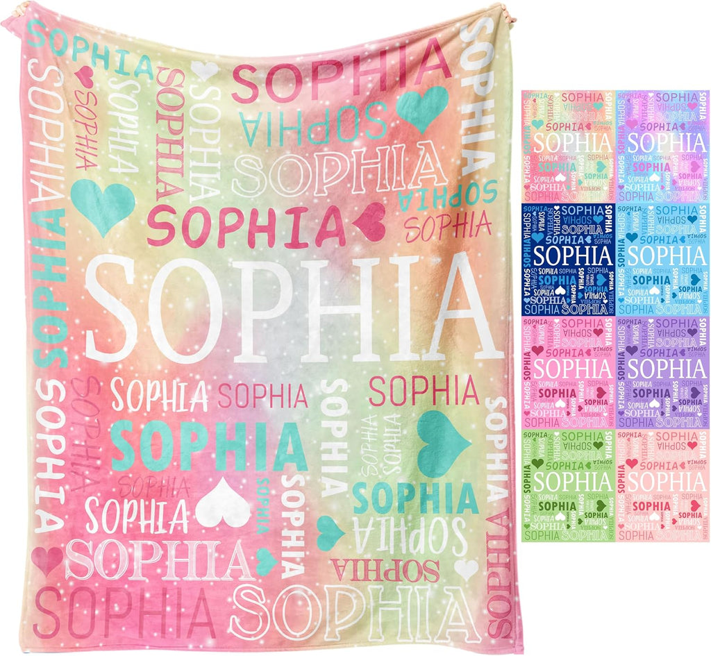 Artsadd Ships Next Day, Personalized Blankets and Throws Custom Blanket with Name Customized Flannel Blanket for Kids Valentines Blanket Gifts for Teen Girls Boys