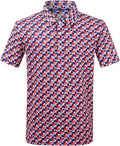 Boys Polo Shirt Short Sleeve Performance Dry Fit Stretch Funny Print Active Casual Collared Golf Shirts for Boy
