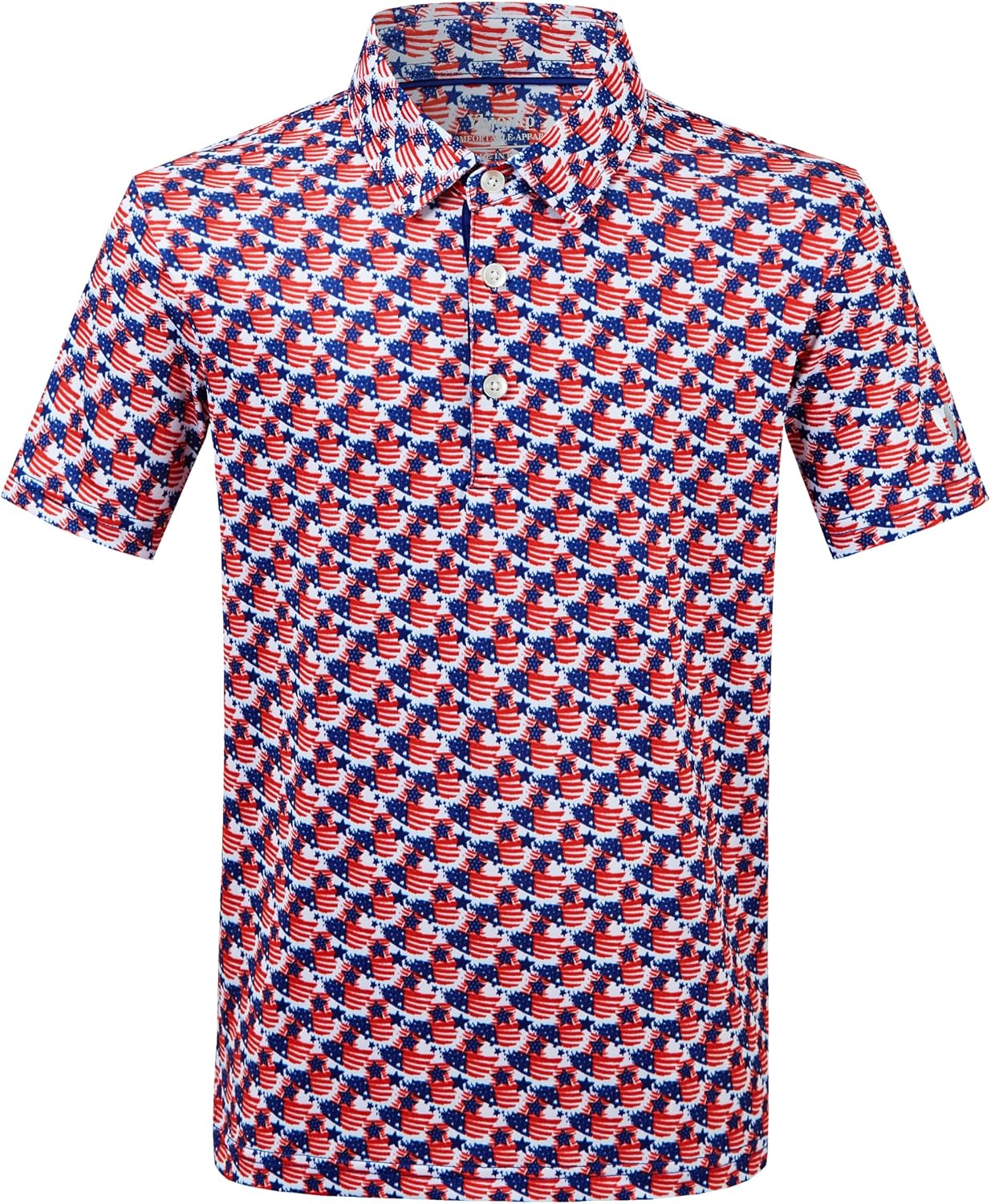 Boys Polo Shirt Short Sleeve Performance Dry Fit Stretch Funny Print Active Casual Collared Golf Shirts for Boy